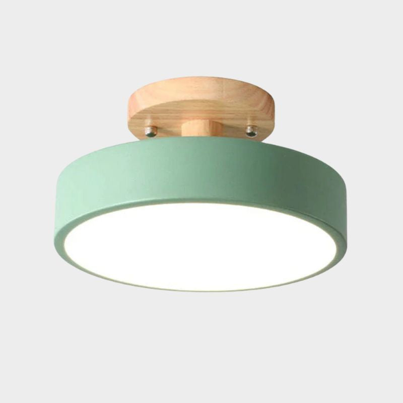 Wood and Acrylic LED Ceiling Light – Round Modern Design
