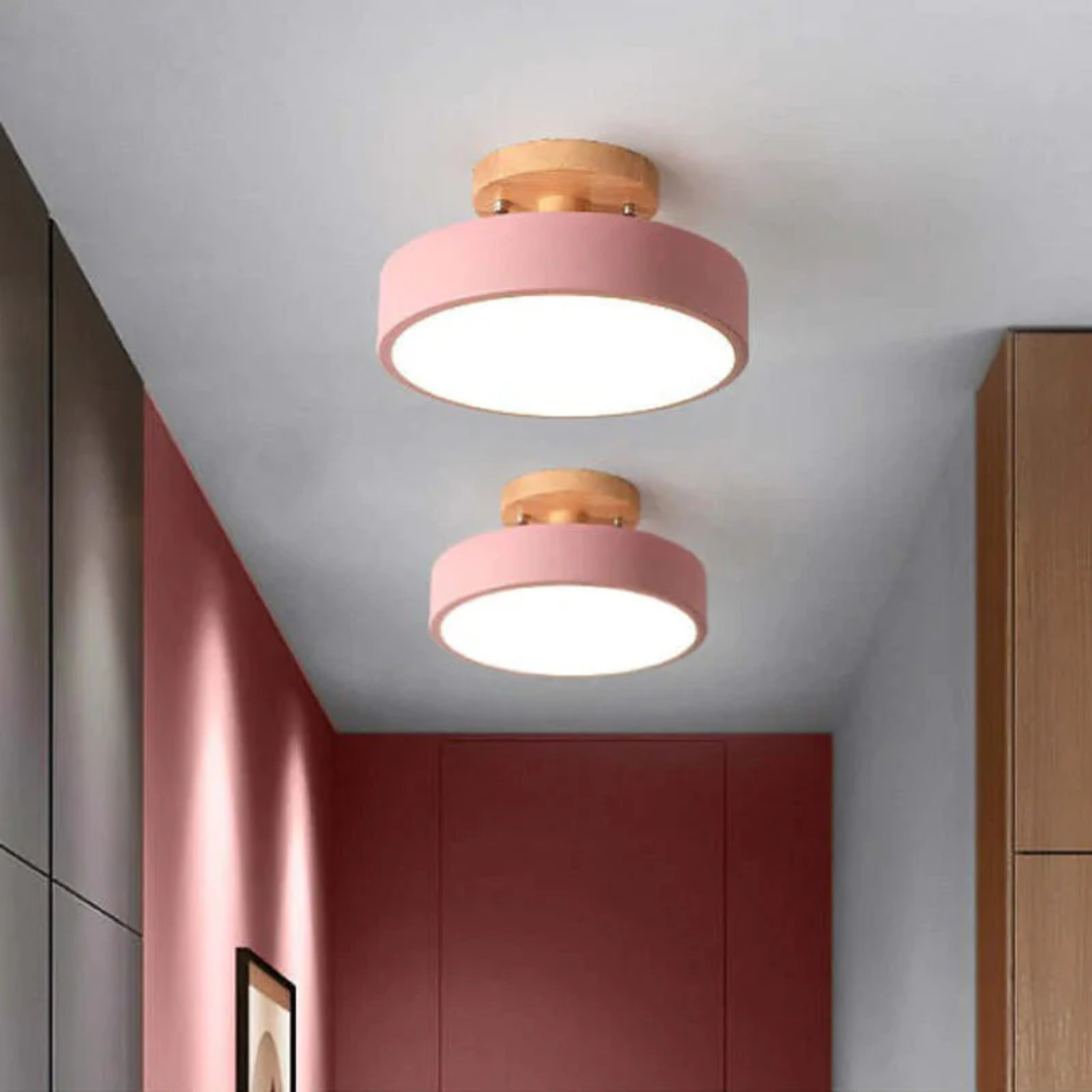 Wood and Acrylic LED Ceiling Light – Round Modern Design