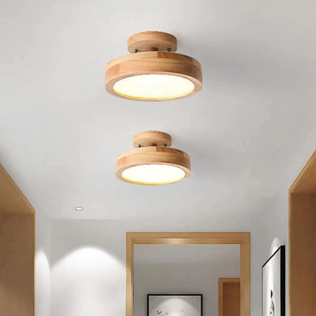 Wood and Acrylic LED Ceiling Light – Round Modern Design