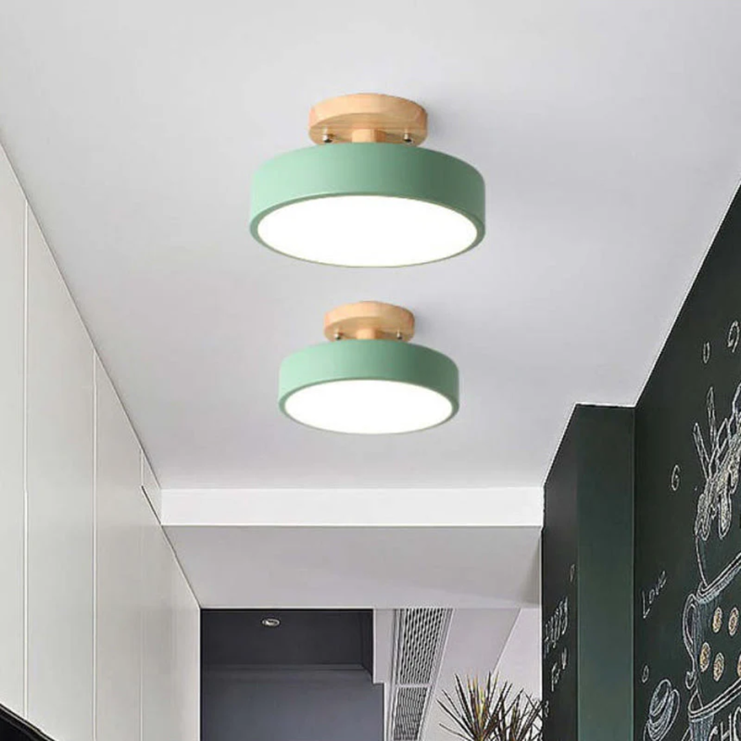 Wood and Acrylic LED Ceiling Light – Round Modern Design