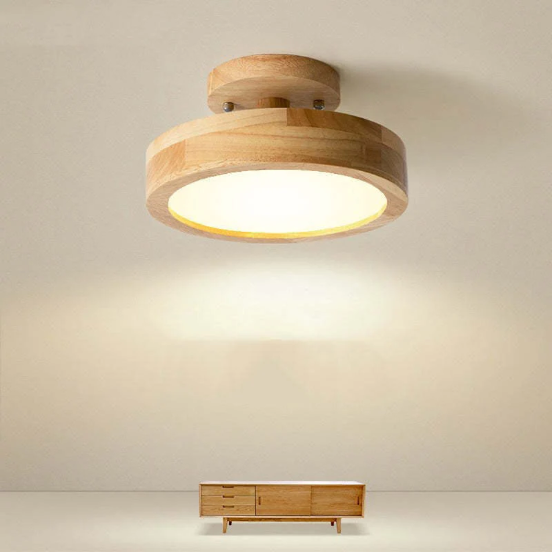 Wood and Acrylic LED Ceiling Light – Round Modern Design