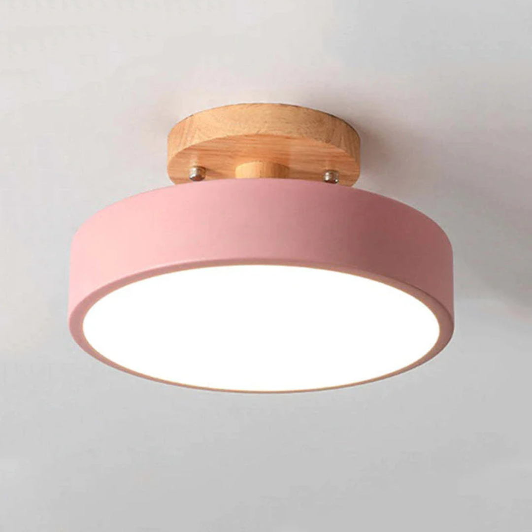 Wood and Acrylic LED Ceiling Light – Round Modern Design