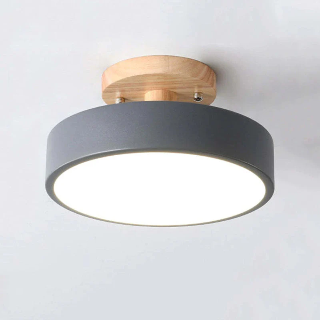 Wood and Acrylic LED Ceiling Light – Round Modern Design