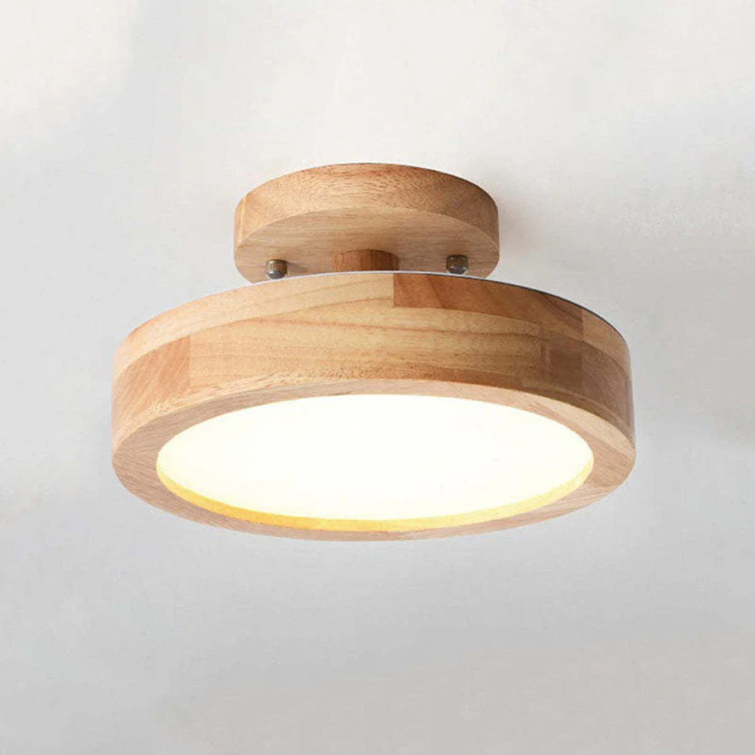 Wood and Acrylic LED Ceiling Light – Round Modern Design