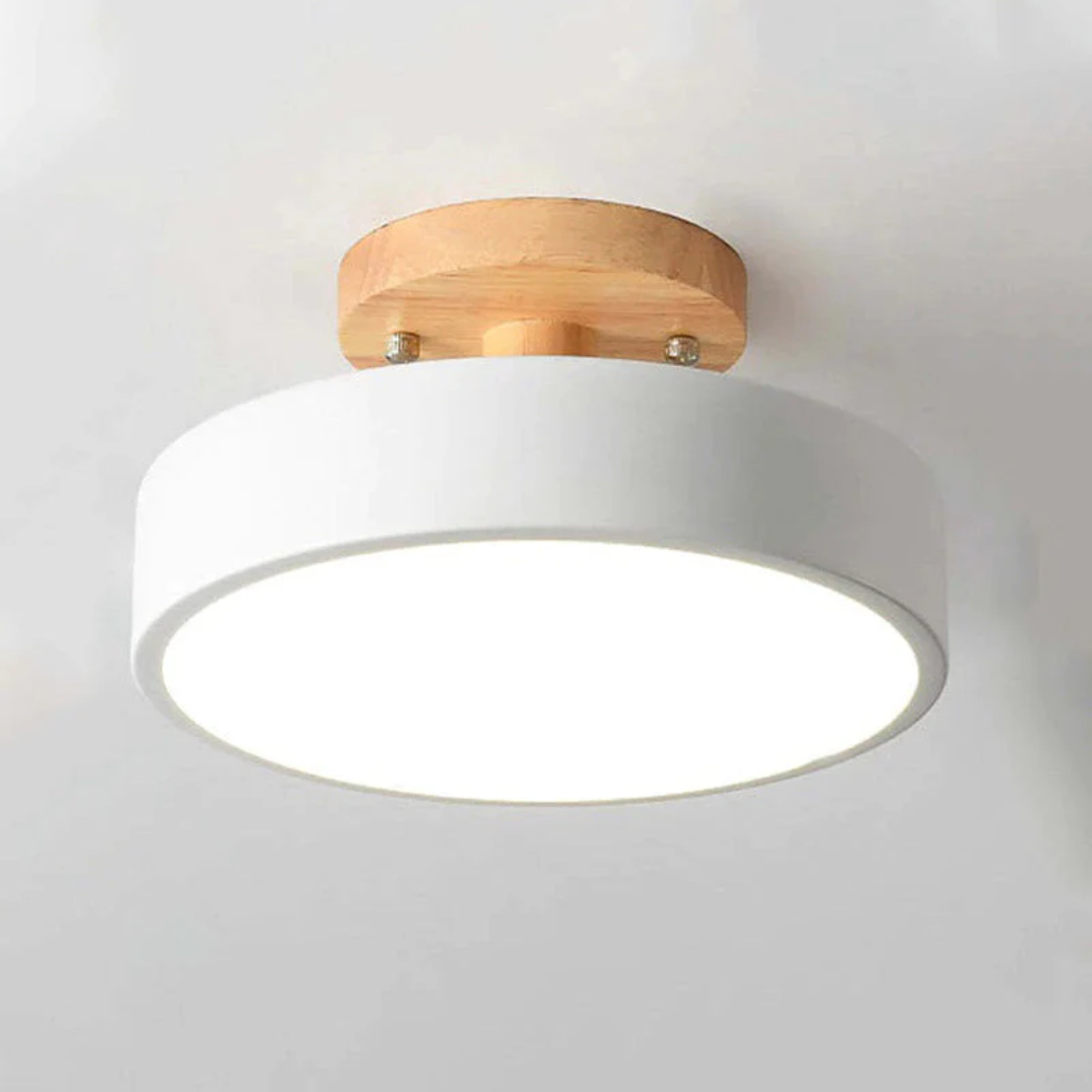 Wood and Acrylic LED Ceiling Light – Round Modern Design