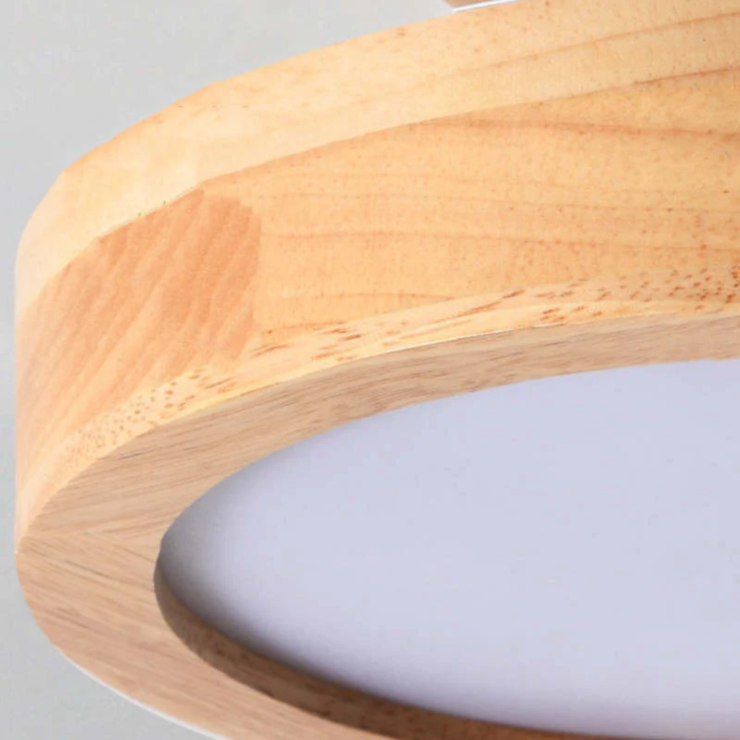 Wood and Acrylic LED Ceiling Light – Round Modern Design