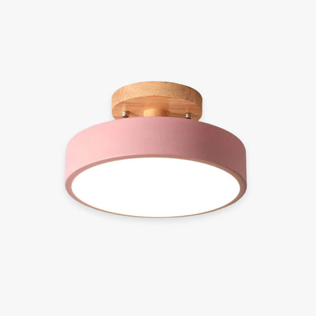 Wood and Acrylic LED Ceiling Light – Round Modern Design